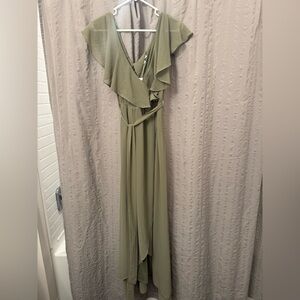 Ruffle Maxi Dress in Dusty Olive